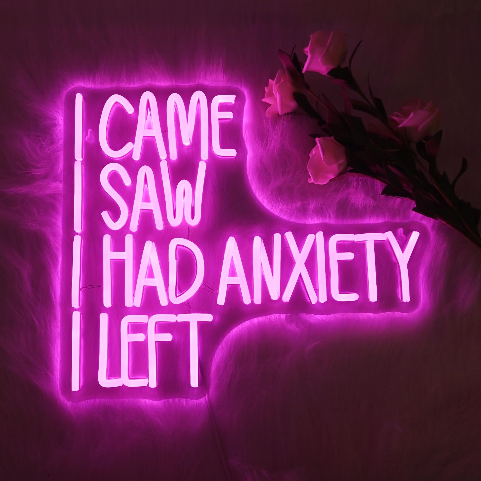 VYXIN Came Saw Had Anxiety Left Neon Light Sign Wall Decor,Led Sign Bedroom Wall Decor Signs for Bedroom Pub Home Bar Room Club Party Window - Image 2