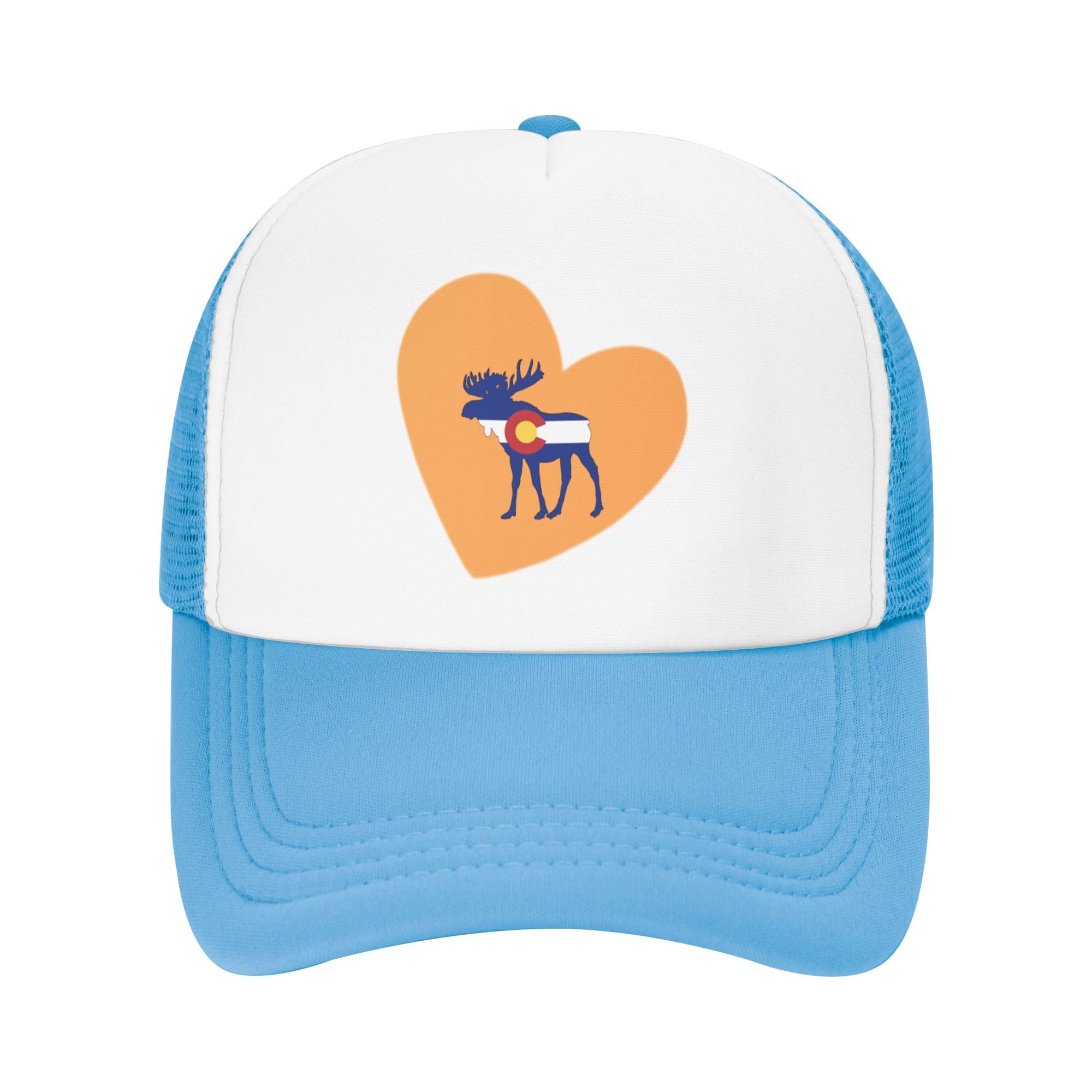 Colorado Flag Moose Lightweight Mesh Baseball Hat Fishing Sun Cap Outdoor Casual Cap Sky Blue