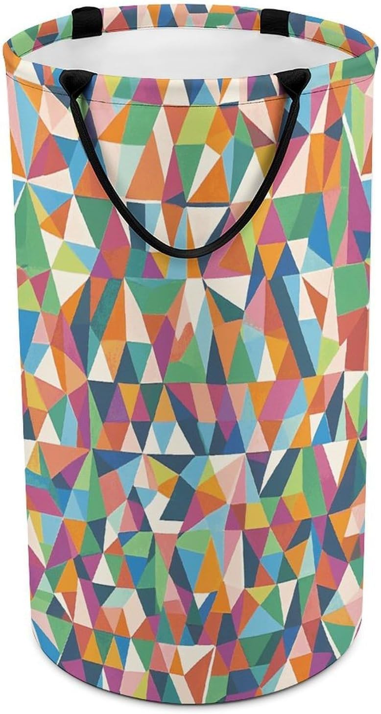 Pattern Made of Triangles Laundry Hamper Large Collapsible Laundry Basket with Handles Waterproof Clothes Hamper Portable Dirty Clothes Basket for Bedroom Laundry Room Closet Bathroom