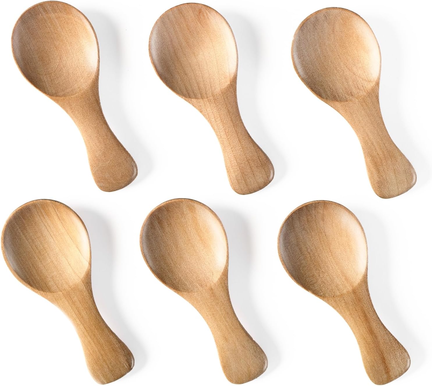 Beetoo Small Wooden Salt Spoon, 2PCS Solid Wood Condiments