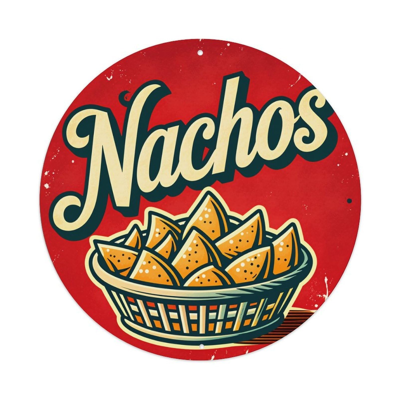Nachos Basket Chip Snack Food Metal Tin Sign Vintage Garden Bedroom Cafe Bar Man Cave Home Wall Decor Metal Poster 8x8 inches