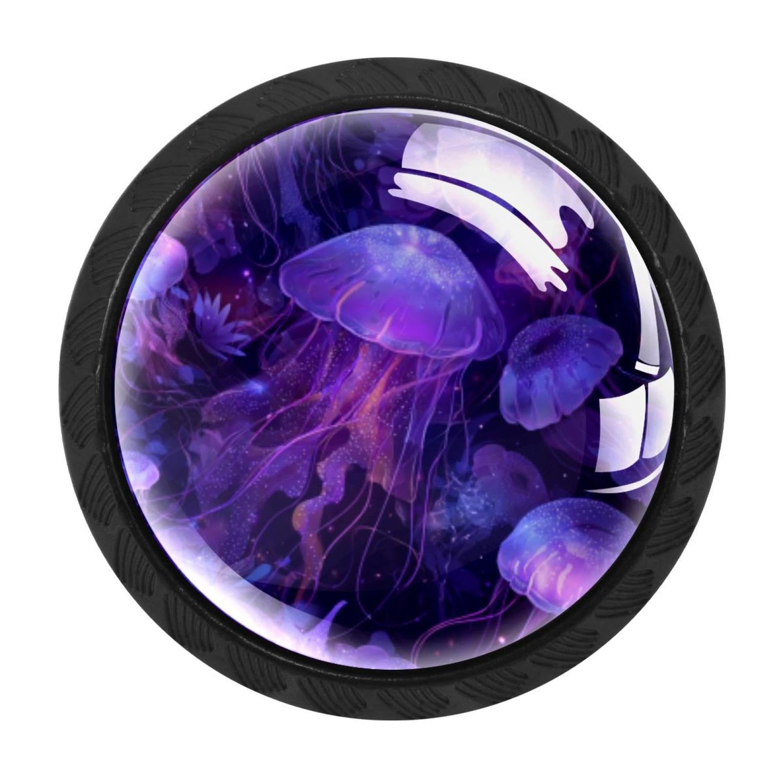 CHENZZZZ 4 Pack Purple Jellyfish Drawer Knob Cabinet Hardware