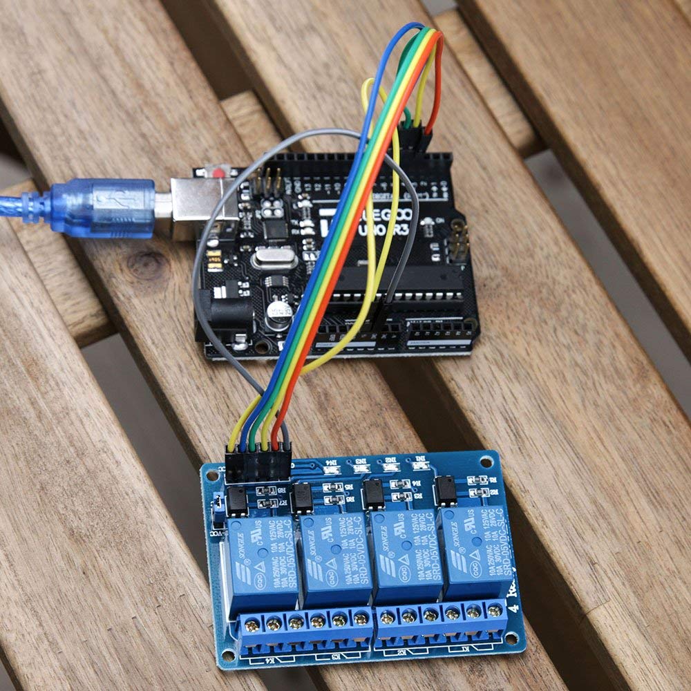 ELEGOO 4 Channel DC 5V Relè Modulo Relay con Accoppiatore Ottico 1280 DSP Arm PIC AVR per Arduino Raspberry Pi