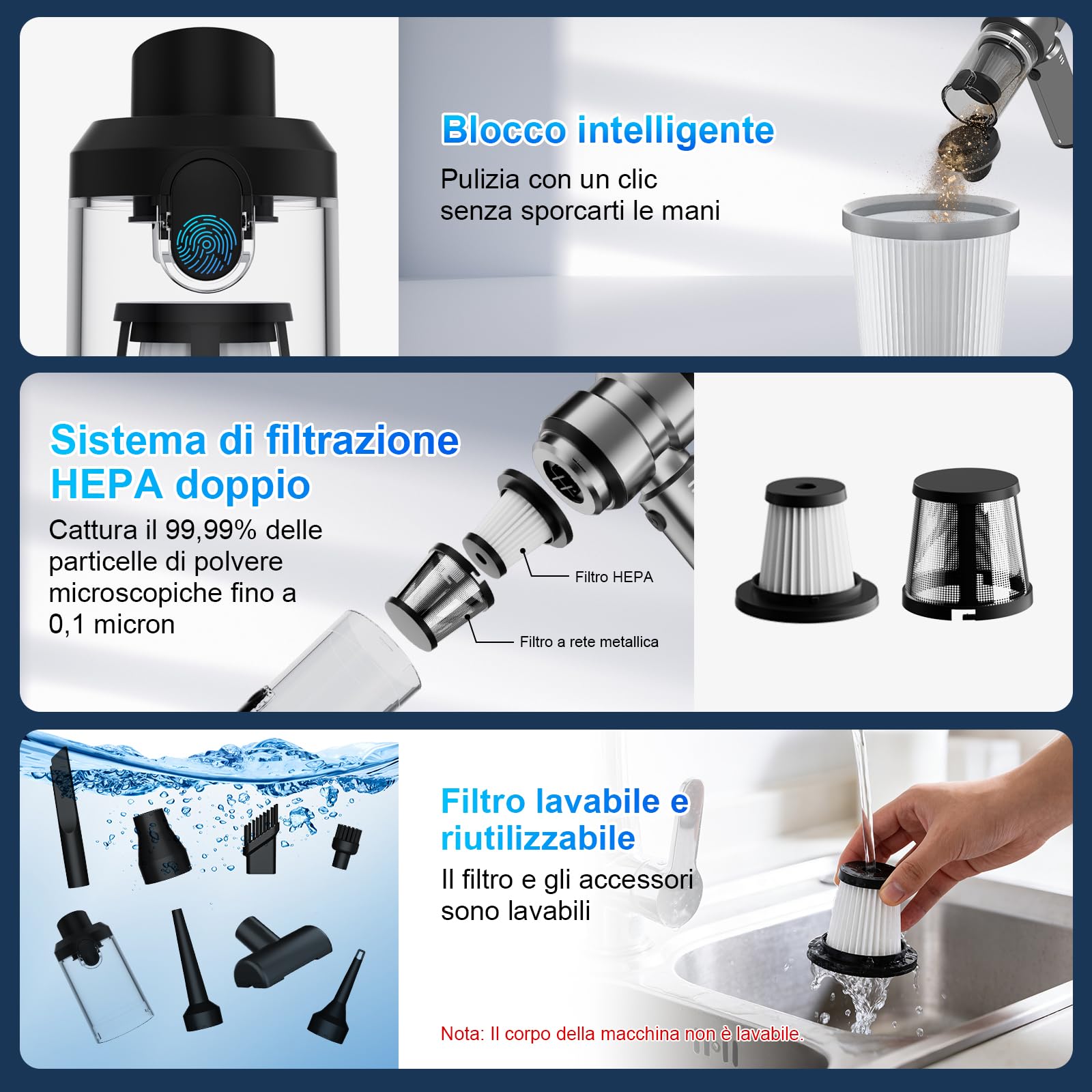 Aspirabriciole Senza Fili Potente 22000pa Aspirapolvere Auto, Mini Aspirapolvere Portatile per Auto Ricaricabile Aspira Briciole USB Aspirapolvere a Mano per Casa Auto Ufficio