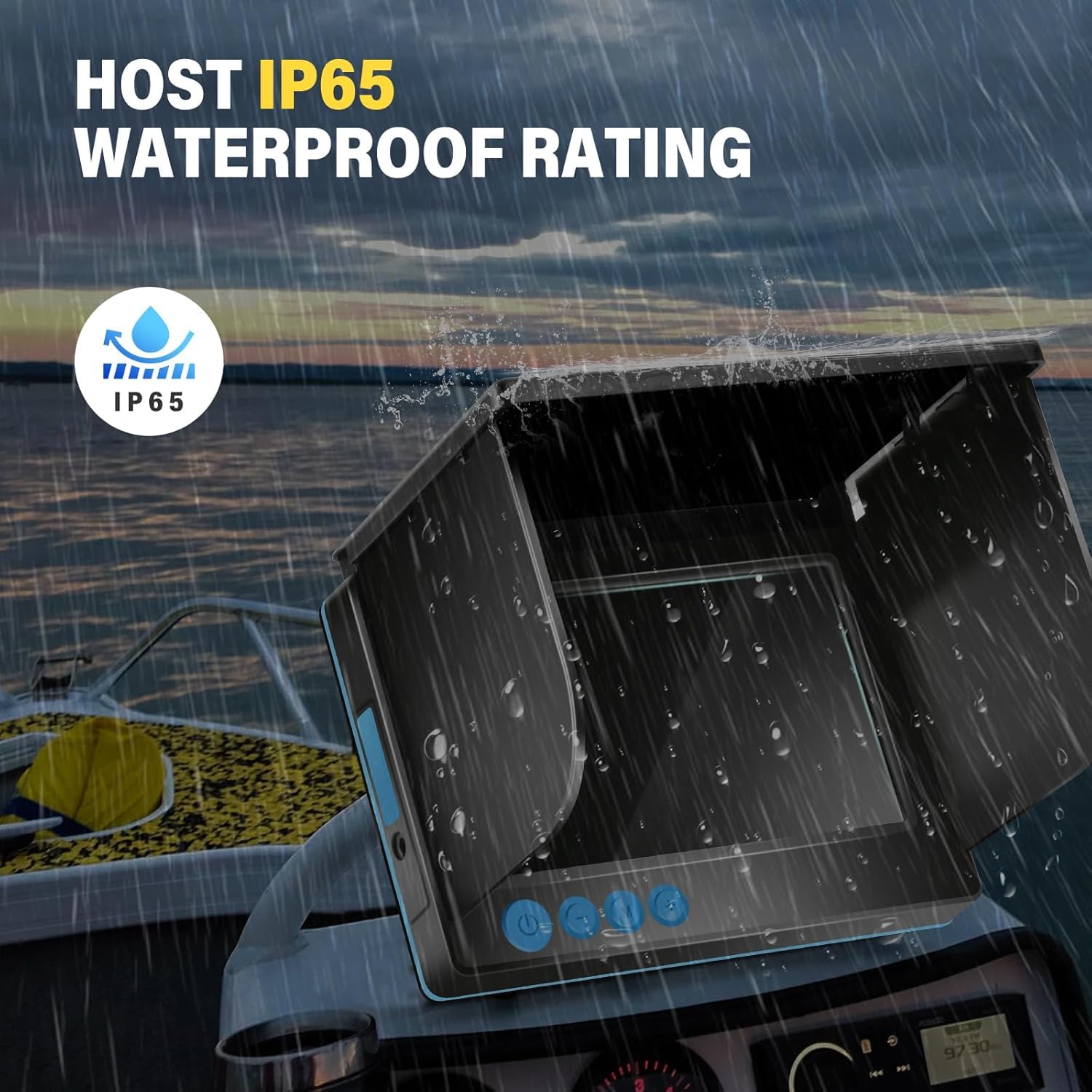 Fishfinder Caméra sous-Marine pour la pêche, Vision Nocturne Infrarouge, Grand Angle, hôte IP65 étanche, avec écran IPS de 5 Pouces pour Glace, rivière et Bateau