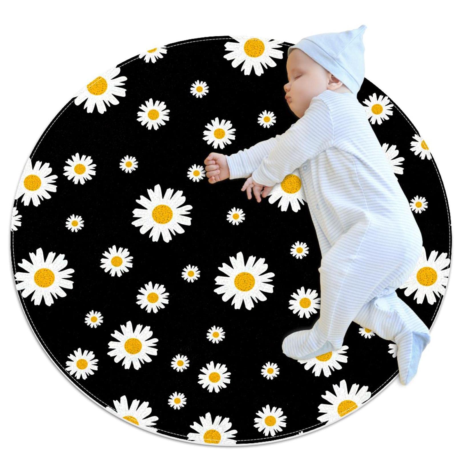 Tapis moderne antidérapant marguerite pour salon et chambre moderne