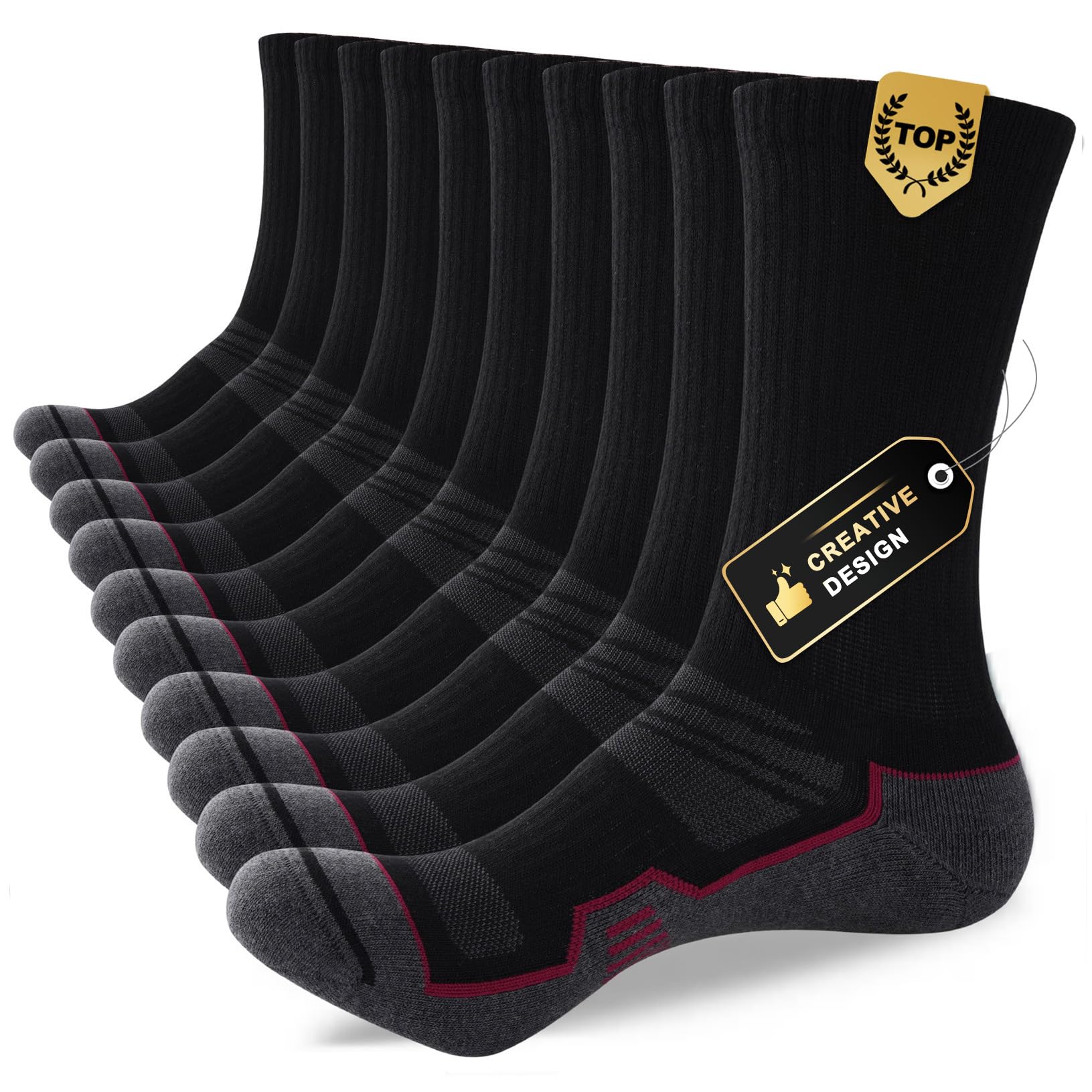 ILovDaisy Socken Herren 43-46 39-42, Atmungsaktive Wandersocken 5 Paar | Gepolsterte Sportsocken Arbeitssocken, Anti Blasen Trekkingsocken Tennissocken mit Nahtlose Zehen Laufsocken