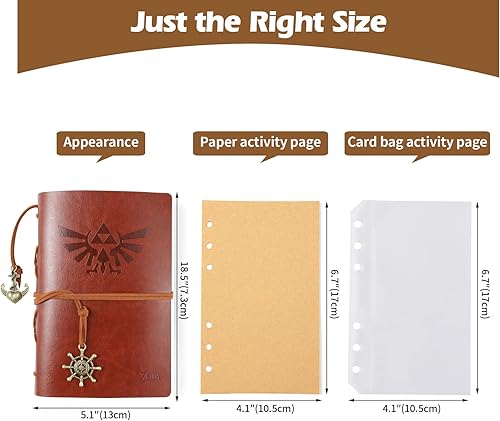 Miniatura 4 de Cuaderno recargable de piel sintética vintage para diario, diario de viaje en relieve con páginas en blanco, tarjetero y colgantes retro, Legend of