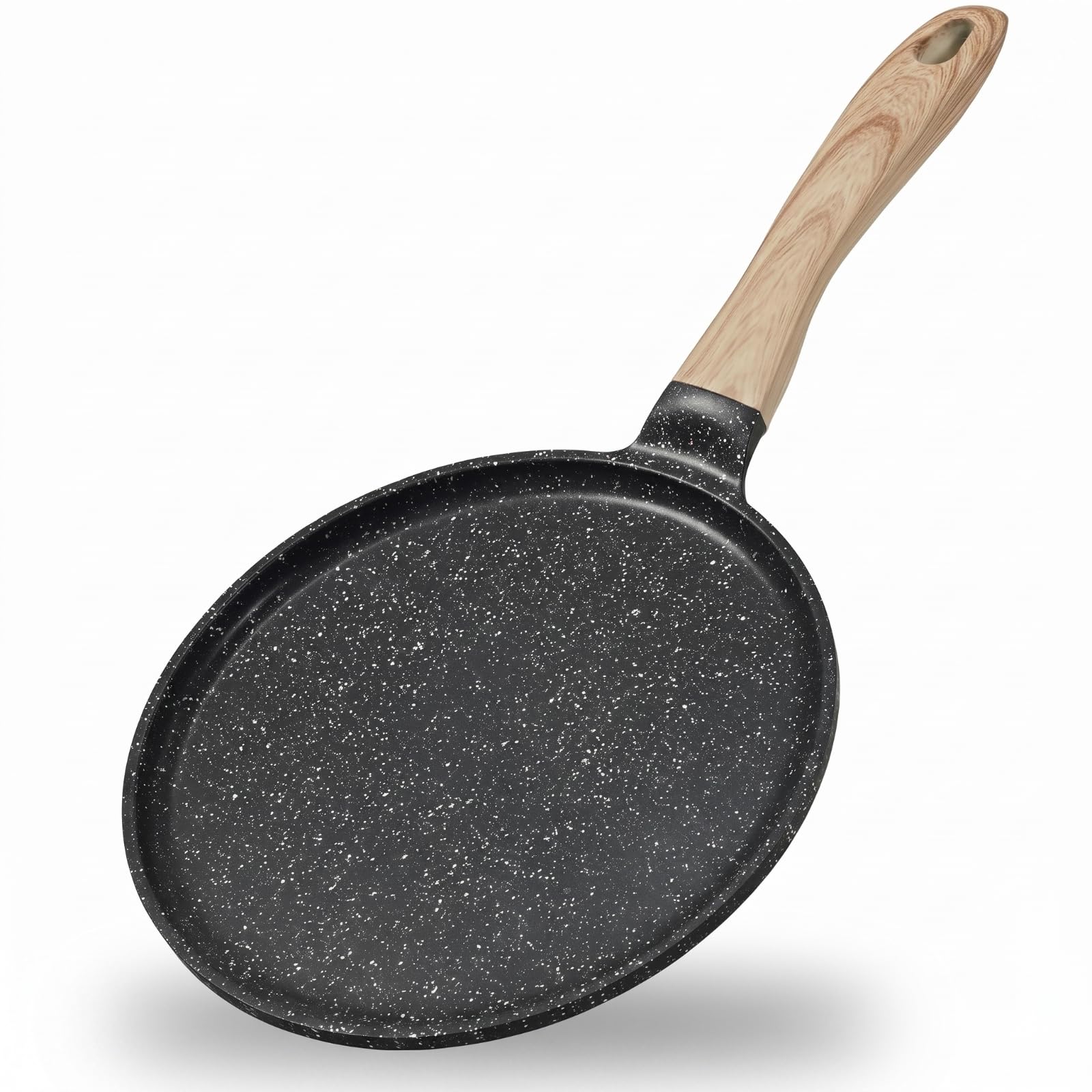 JEETEE Pfannkuchenpfanne 24 cm, Crepe Pfanne Induktion, Grau | Niedriger Rand zum Verteilen und Wenden von dünnem Teig, Aluminium mit Induktionsboden