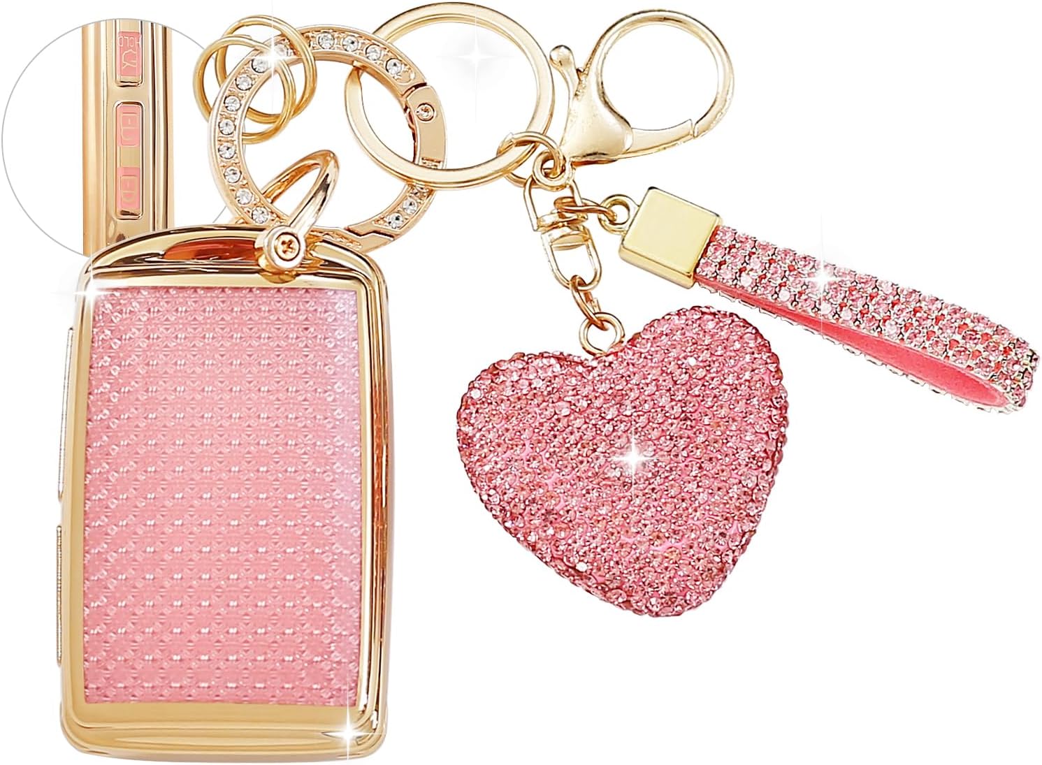 Car Key Case Cover with Diamond Bling Key Ring Compatible with Mazda 3 Axela CX-3 CX-30 CX-50 CX-60 CX-90 MX5 CX-5 MX30 CX8 CX9 2019-2023, Smart Key, 3/4 Buttons