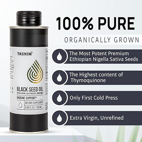Miniatura 2 de Tasnim Aceite de semilla negra etíope - Aceite de semilla negra prensado en frío para apoyo inmunológico, salud de la piel y el cabello - Aceite de