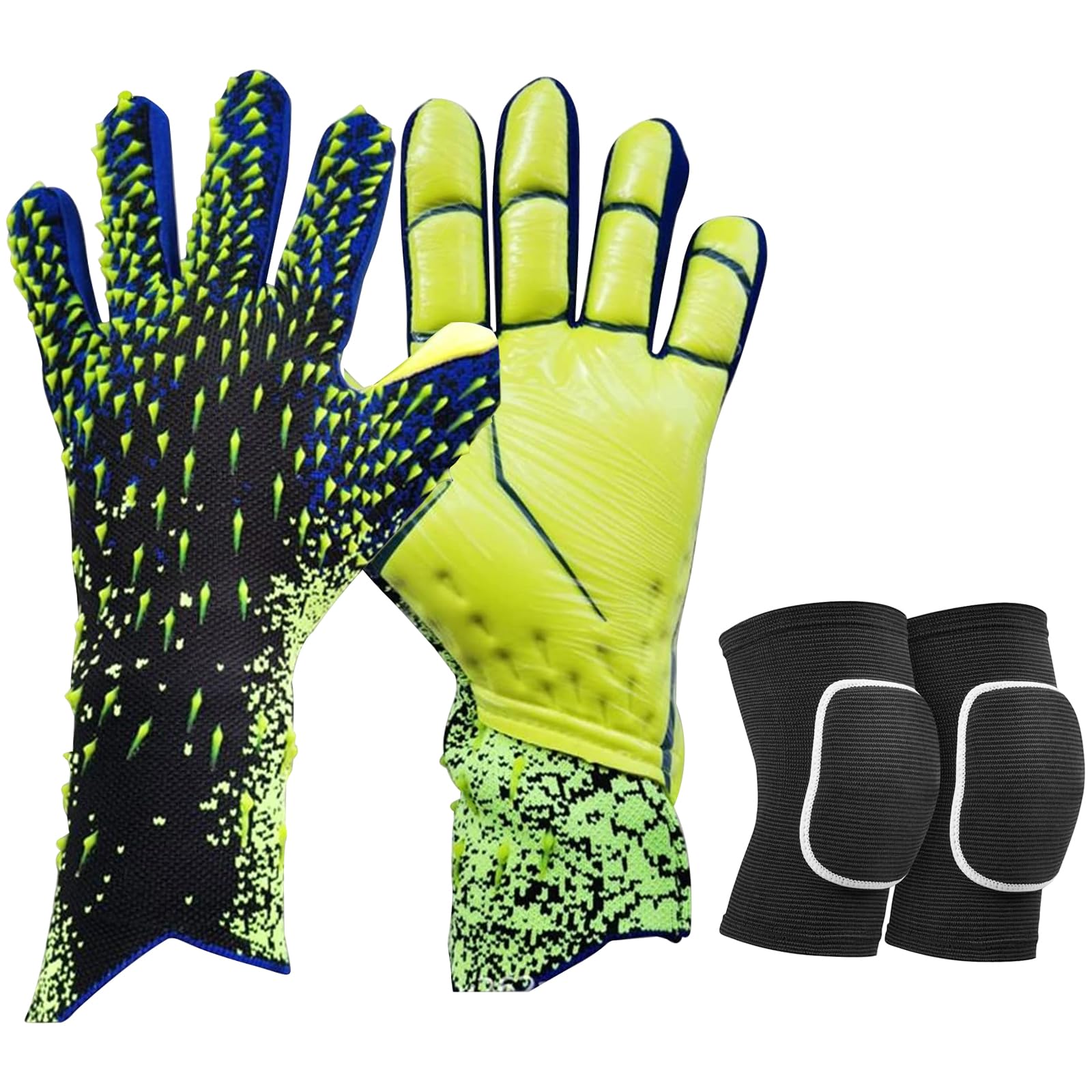Guanti Da Portiere Per Bambini E Ragazzi Con Ginocchiere - Taglia 9, Lattice Di Qualità, Protezione Dita, Antiscivolo, Traspiranti, Set Completo