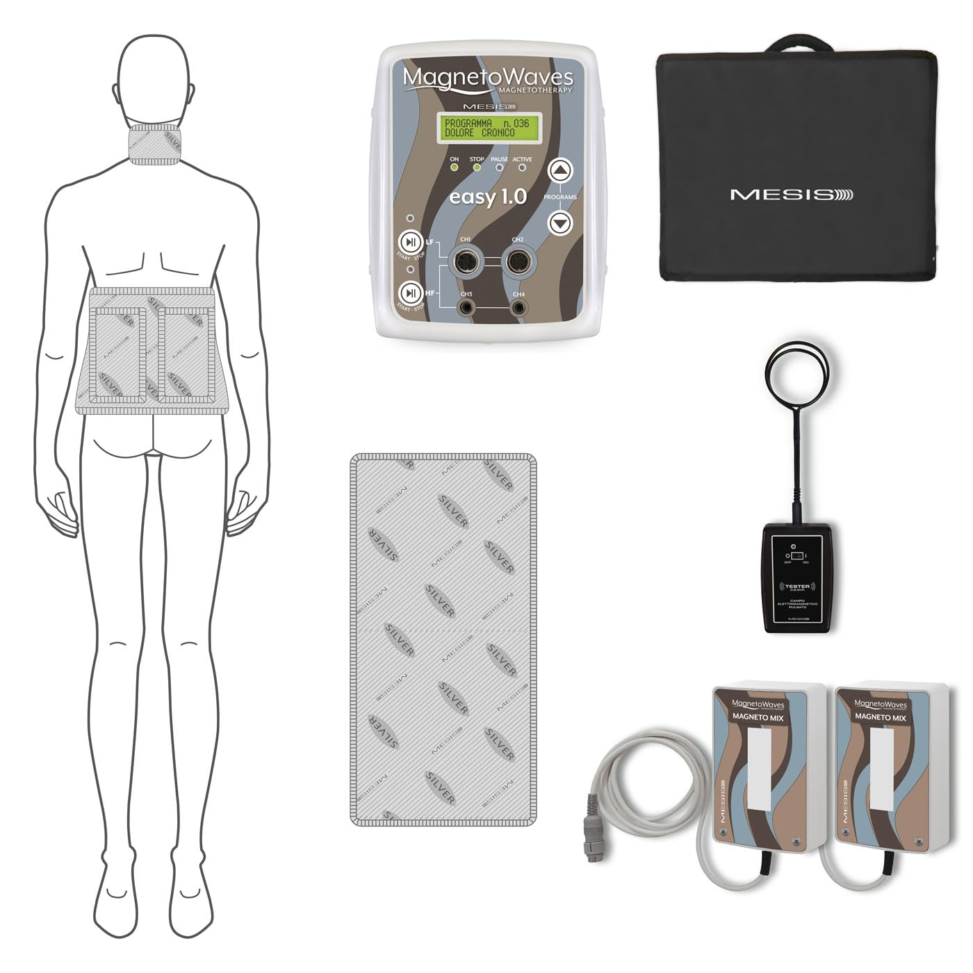 MESIS MagnetoWaves Easy 1.0 Magnetoterapia | Alta, Bassa e Alta+​Bassa frequenza|Dotazione (PRO)