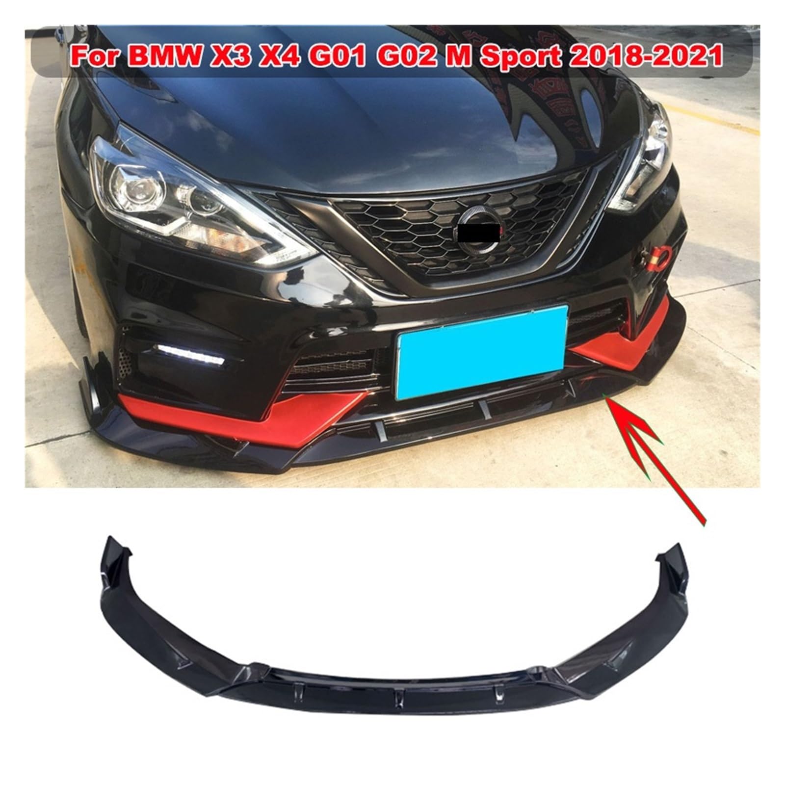 Kompatybilny dla Nissan Sylphy 2016-2019 przedni spojler zderzaka Spoiler boczny Splitter Spoiler Canards Body Kit deflektor Protector akcesoria samochodowe (Color : Carbon Fiber Look)