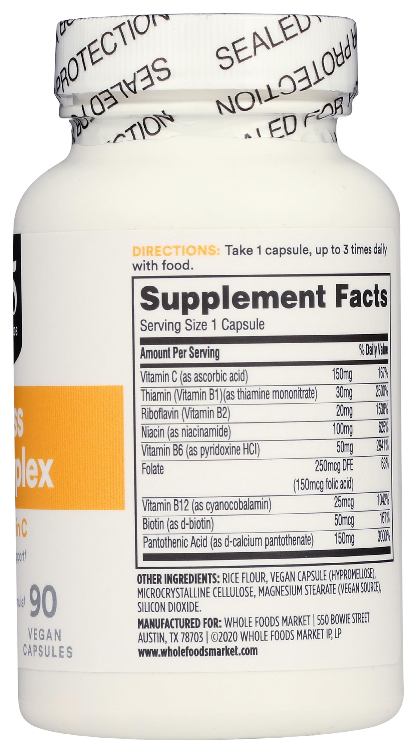 365 by Whole Foods Market, Vitamin B Stress Complex with Vitamin C, 90 Veg Capsules — Amazon image 7
