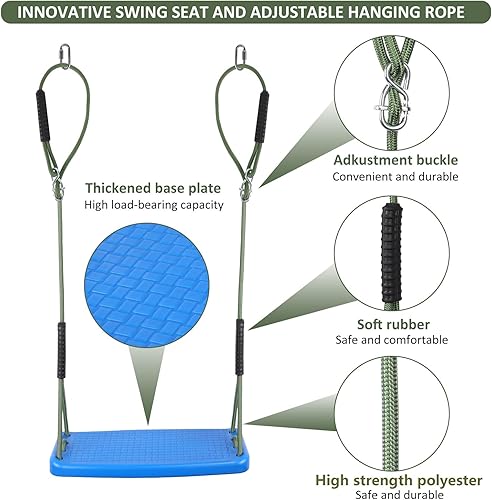 Miniatura 2 de Juego de columpio de plástico de repuesto resistente, con cuerda ajustable antideslizante para colgar columpio, accesorios para asiento de columpio