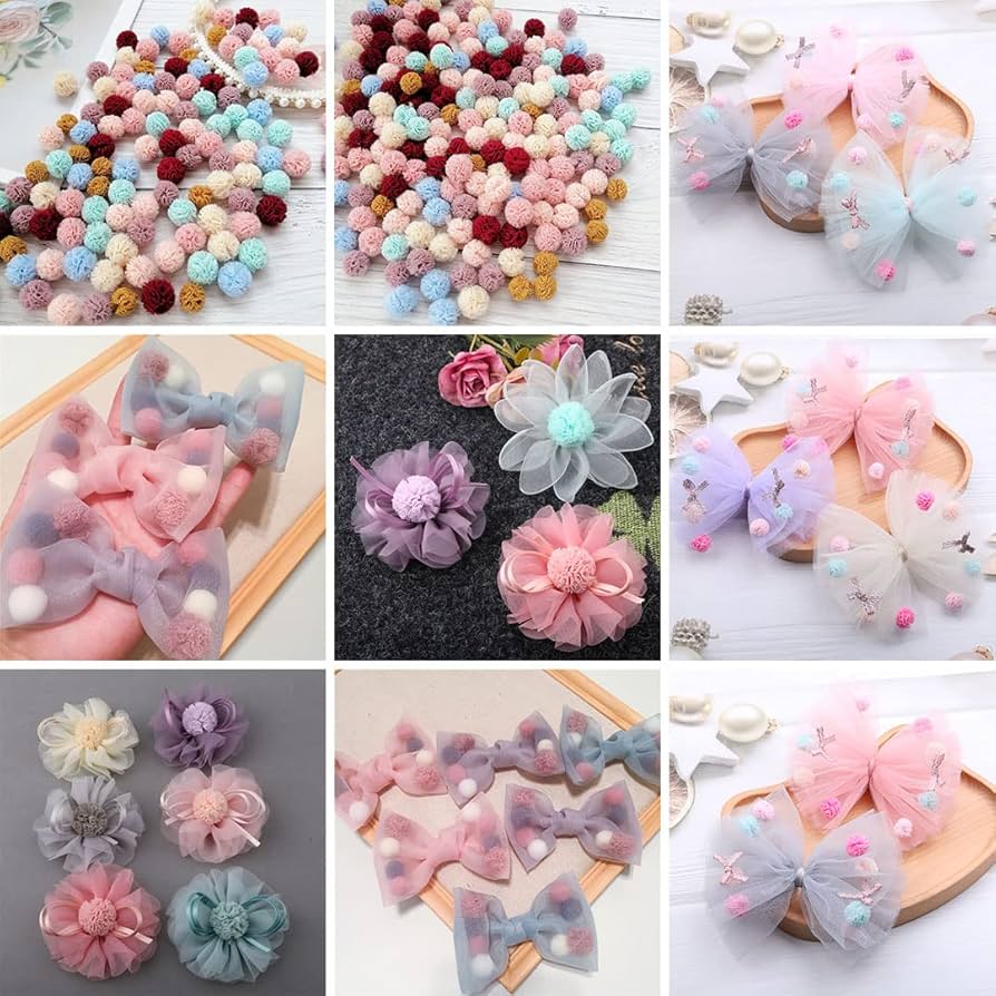 Amazon.com: 20 Pcs Pom Pom Handmade Accessories Stretch Mesh