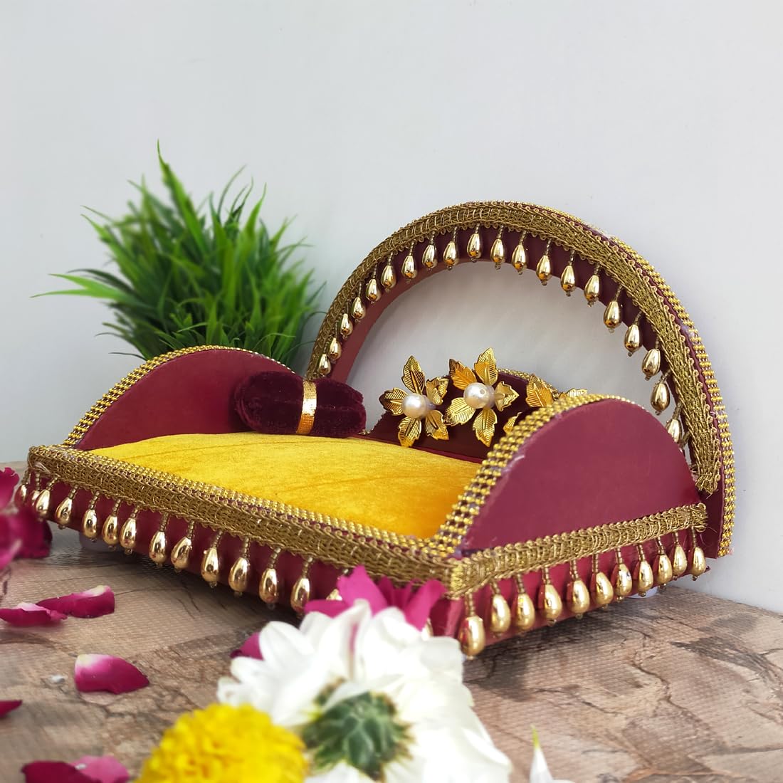Laddu Gopal Throne - Wooden Handmade Singhasan -9