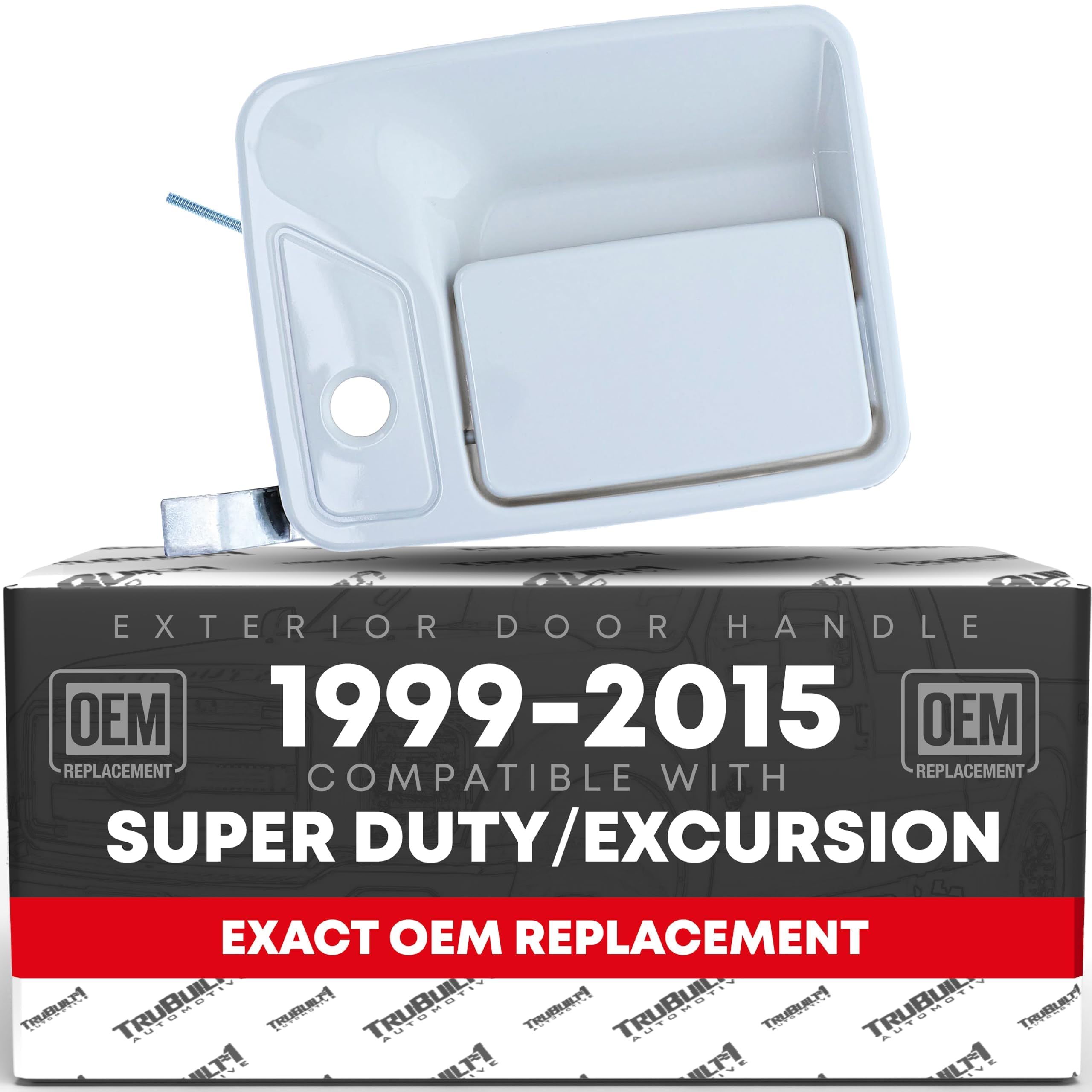 T1A Exterior Front Driver Door Handle Replacement - Compatible with 1999-2016 Ford F-250, F-350, F-450, F-550 Super Duty - Oxford White - OEM YC3Z-