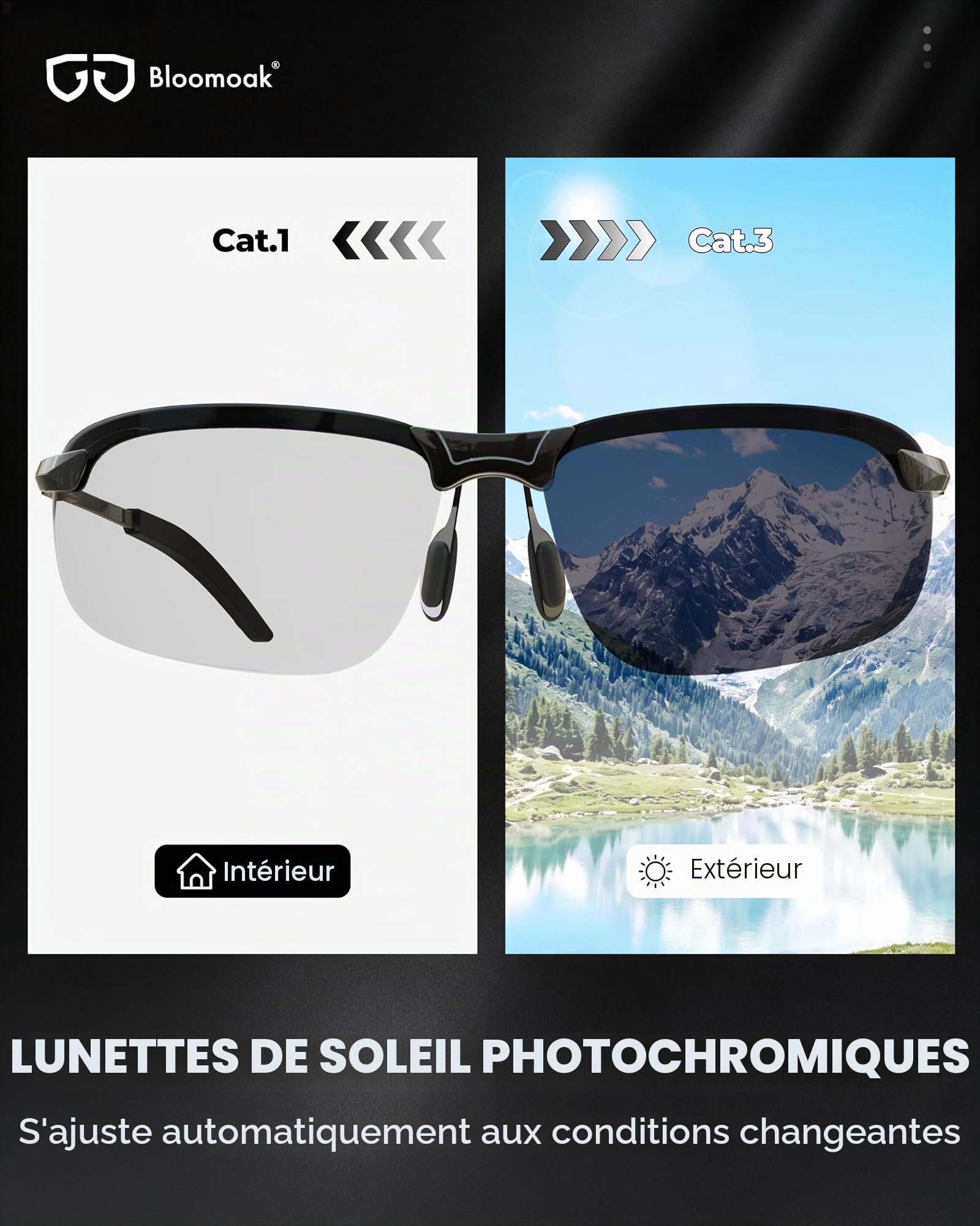 Bloomoak Lunettes de Conduite de Nuit Produit de Designer Verres polarisés pour - TAC Lentille - Apte UV400/la pêche/pour la Protection Anti-éblouissement/Sport Protection des/Réduction de Risque