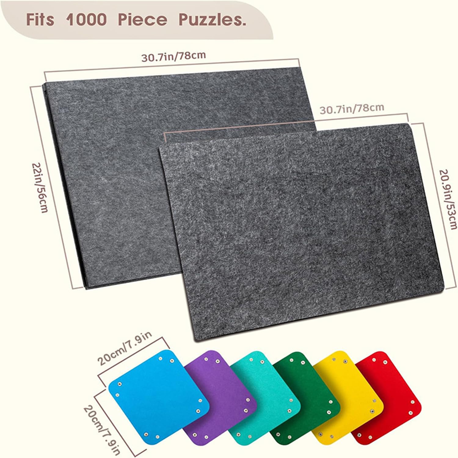 Taca na puzzle 1000 elementów ze stojakiem i pokrywką 2 w 1, taca na puzzle, przenośna mata do puzzli z 6 kolorowymi miseczkami do sortowania, przechowywanie puzzli, antypoślizgowy filc, regulowany