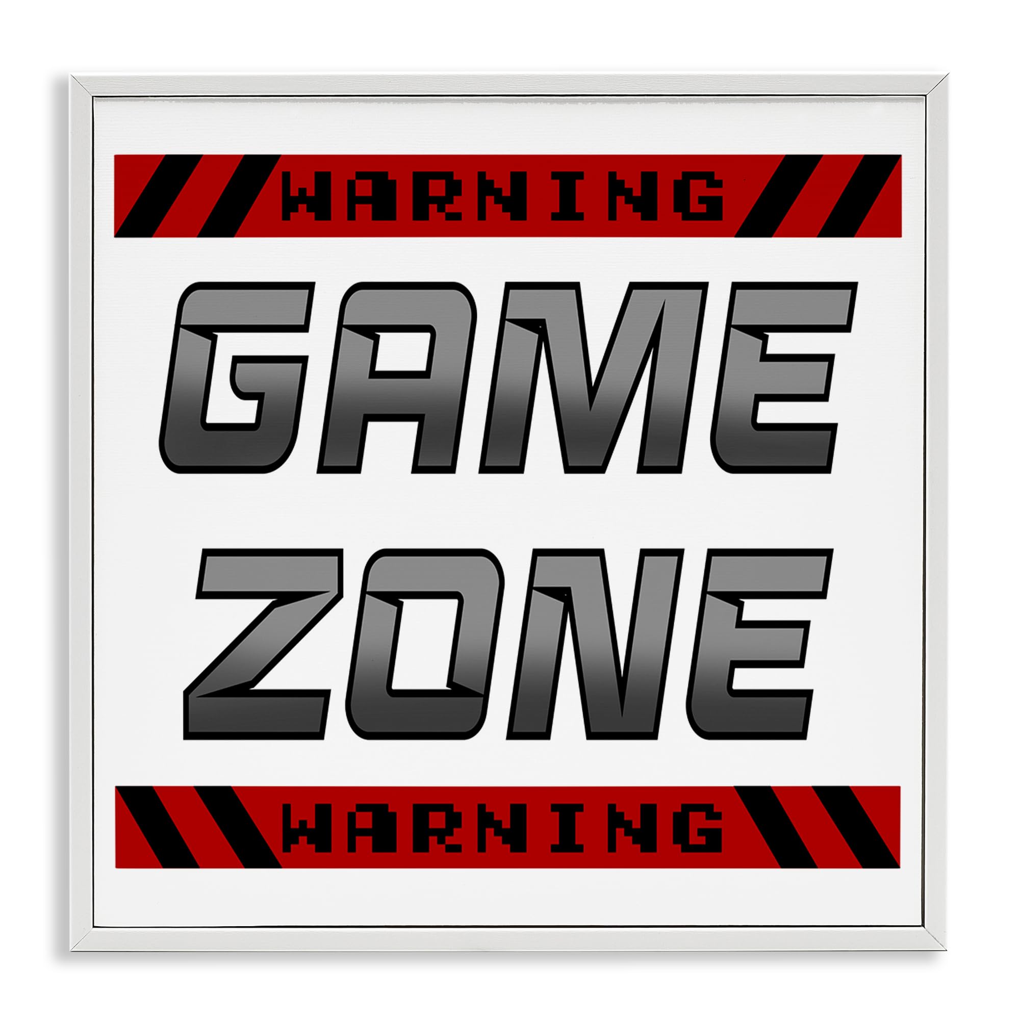 Stupell Industries Warning Game Zone Sign 'Game Zone Warning', Framed Giclee Art, White, 17 X 17 Inches, Easy To Hang And Sturdy, Made In Usa, By Marcus Prime