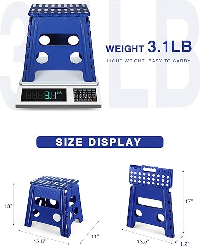 Miniatura 25 de Dyforce Taburete plegable de 9 pulgadas, taburete para niños, taburetes resistentes para adultos, taburetes de pie compactos, taburetes ligeros para