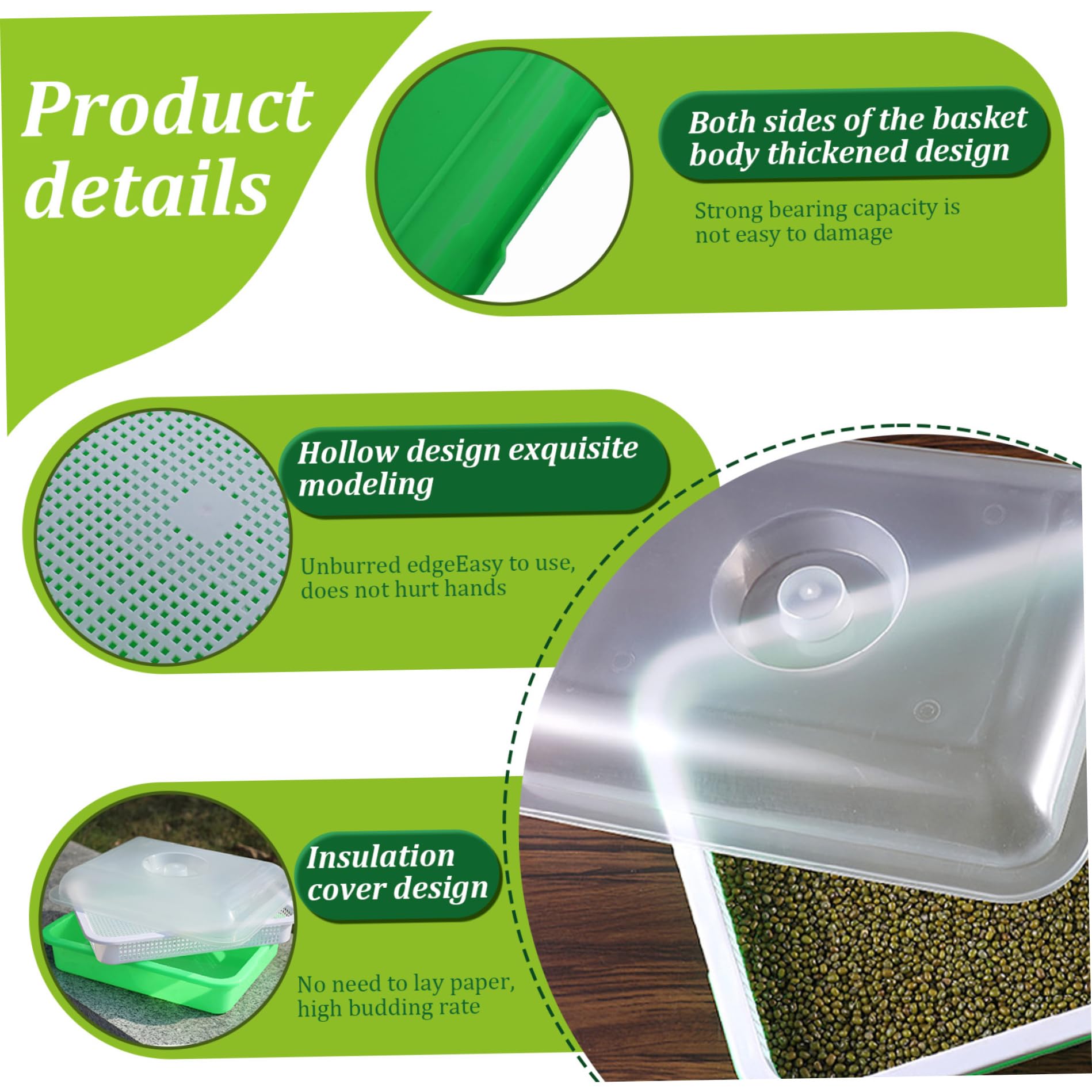 Plateaux de Culture de microgreens Kit Culture germes 10 x 12'', Plateau Germination 4, 7'' avec Couvercle Plateau démarrage graines réutilisable pour graines Germination