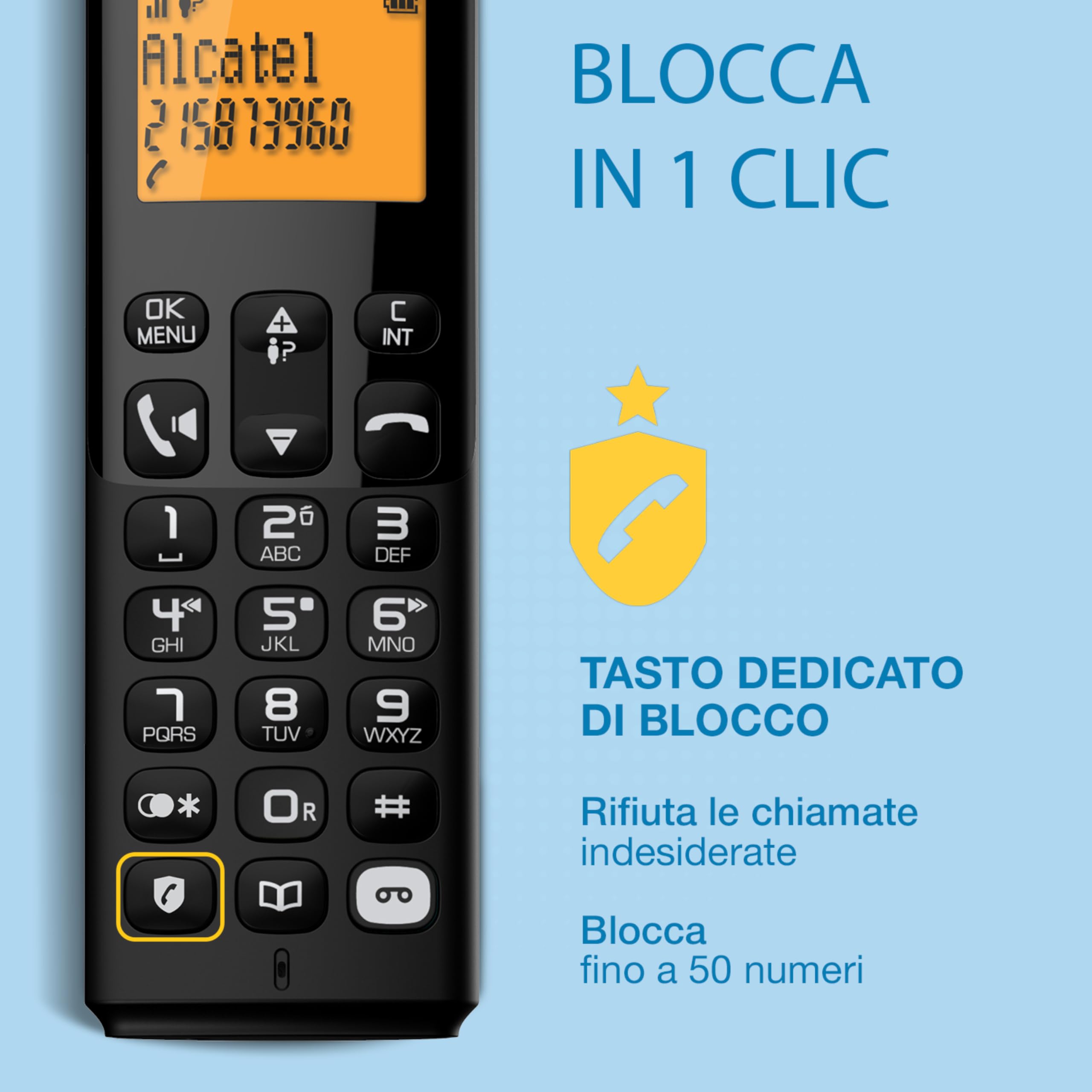 ALCATEL E260 S. Voice Trio - Telefono Fisso Cordless DECT con Segreteria - Design Compatto - Grande Display Retroilluminato - Vivavoce - Funzione Blocco Chiamate Indesiderate - 3 Portatili - Nero