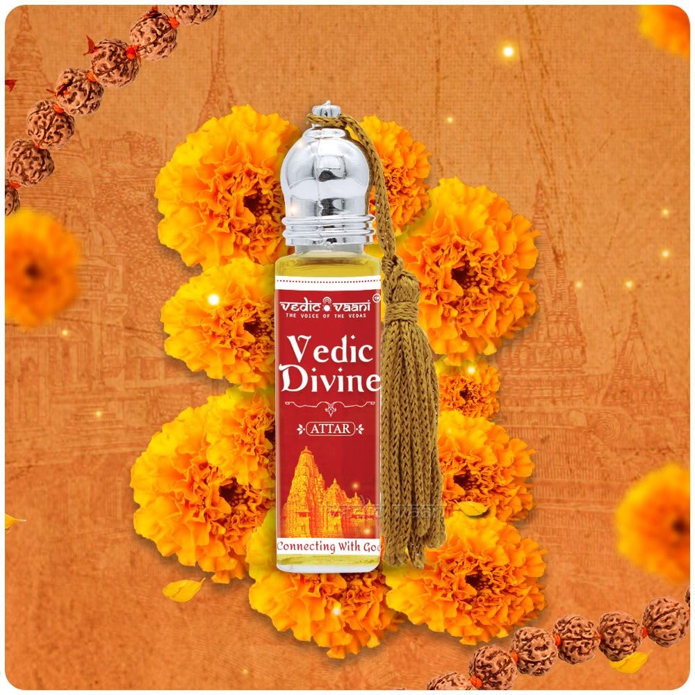 Vedic Vaani Divine Attar | 7 ml -Natural Fragrance Atar | Long-Lasting Natural Perfume Premium Puja Itra for Home and Mandir