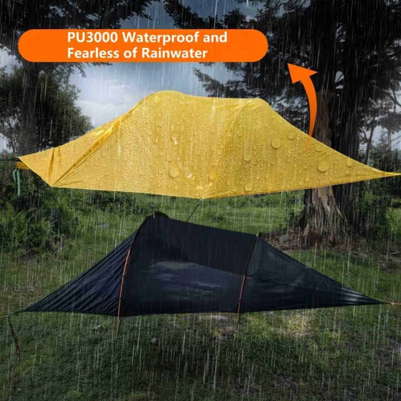 Tente hamac de Camping, Grands hamacs triangulaires for 1 à 3 Personnes, hamac de Camping Portable avec moustiquaire for l'extérieur, Voyage de randonnée(Military Green)