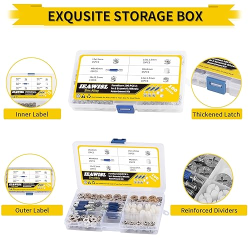 Miniatura 5 de Cerraduras de leva, 100 piezas de ruedas excéntricas cerraduras de leva para muebles de conexión de accesorios de bloqueo de leva, conector de leva