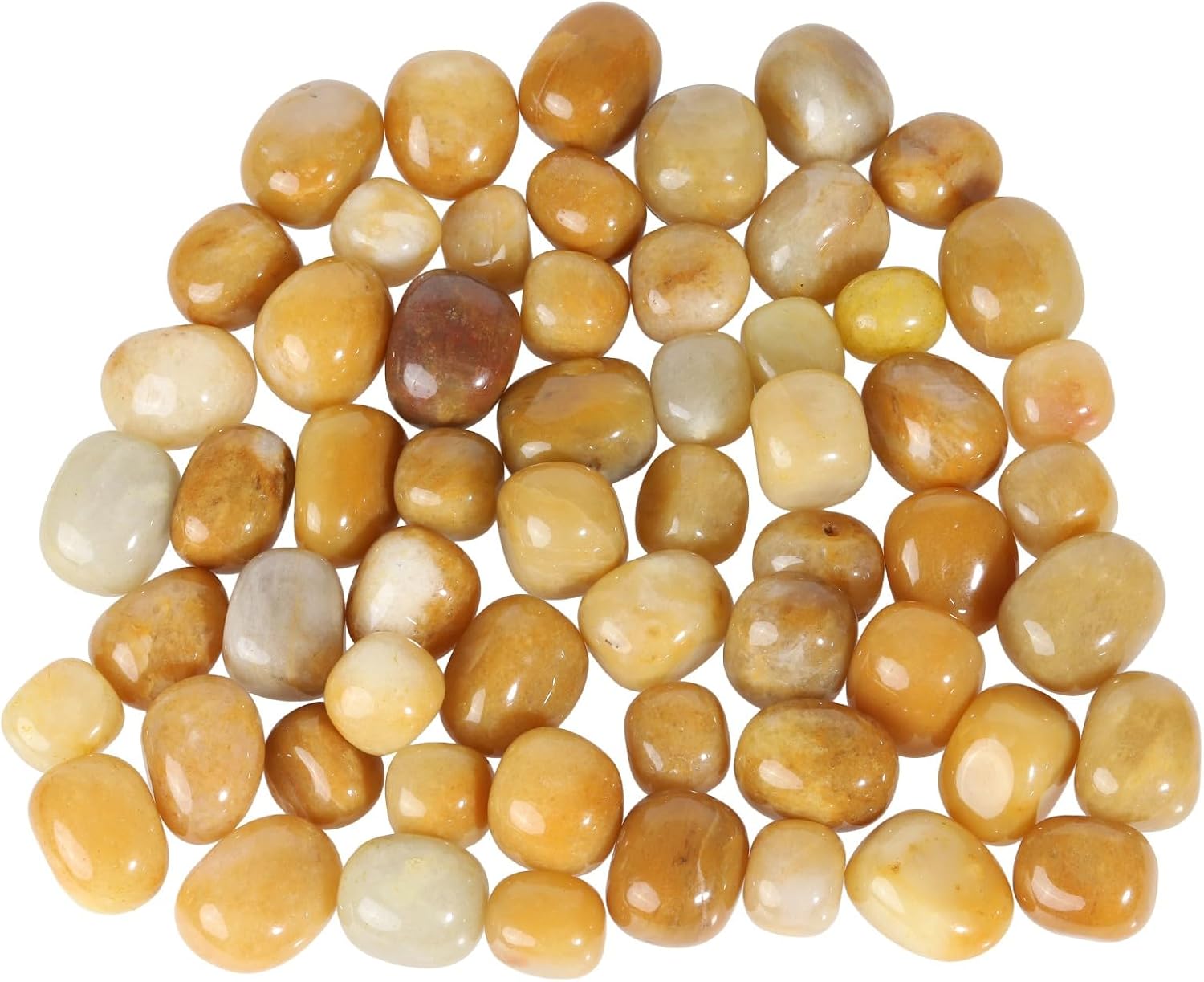 1Pound Natural Tumbled Crystal Stone for Vase Fillers, Decorative Stones for Home Office, Yellow Jade