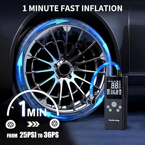 Miniatura 2 de Compresor de aire portátil para inflador de neumáticos, bomba de aire para neumáticos de automóvil con pantalla digital, compresor de aire