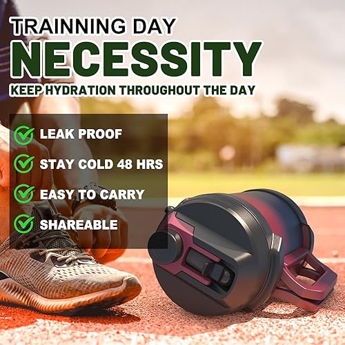 Miniatura 5 de Jarra de agua de 1 galón, jarra de agua deportiva de acero inoxidable aislada grande de 128 onzas, botella de agua grande con aislamiento al vacío