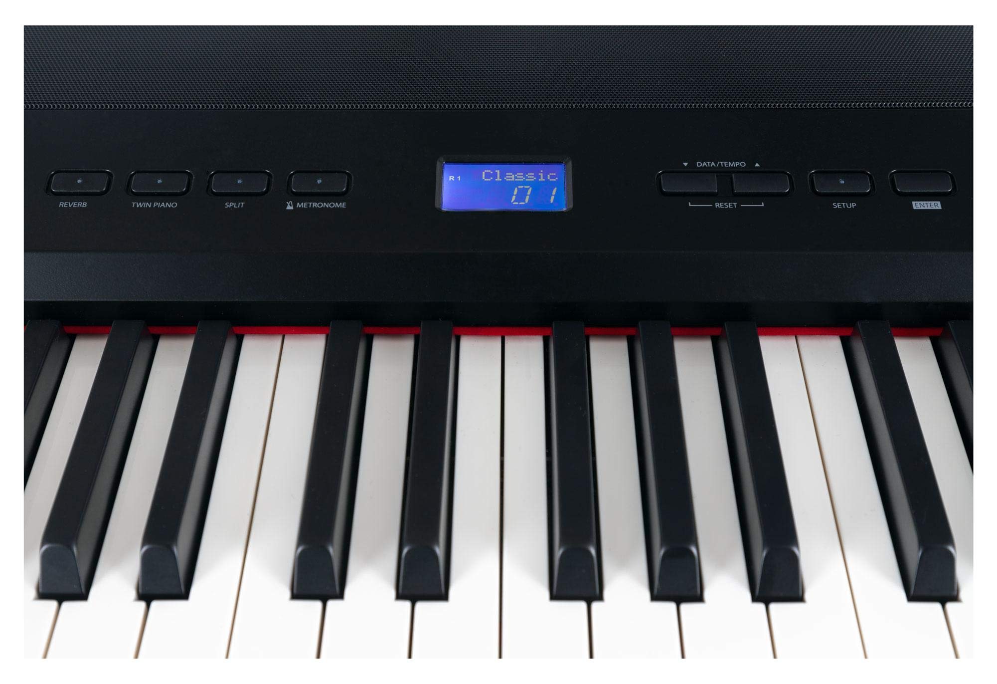 P-60 SM Compact Piano (Stagepiano mit 88 Tasten und passendem Unterbau, Hammermechanik, Anschlagdynamik, 128-fach polyphon, 14 Sounds, inkl. Notenhalter und Netzteil) schwarz