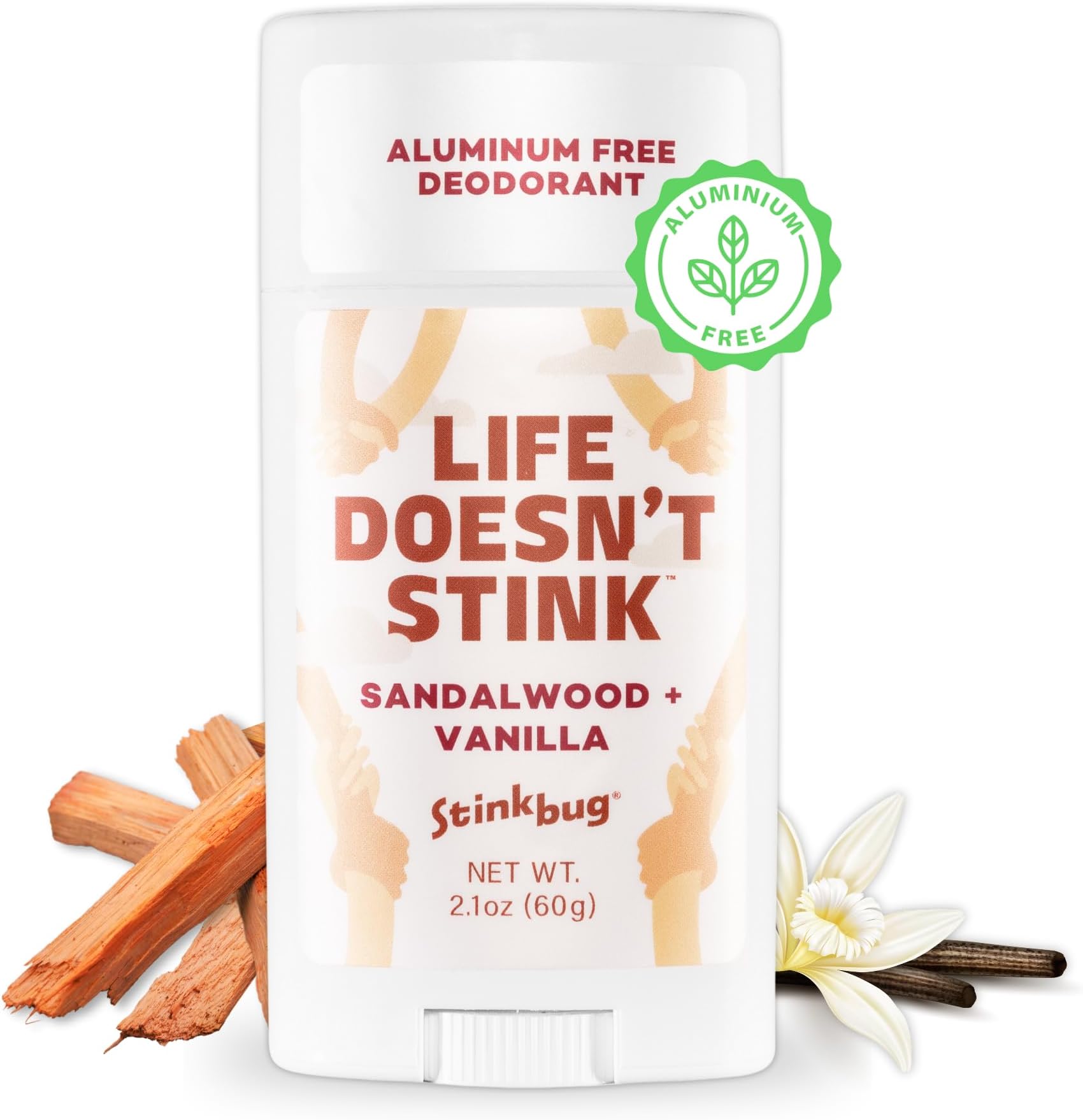 Organic Sensitive Skin Deodorant Stick with Sandalwood + Vanilla, Coconut Oil and Activated Charcoal, Aluminium Free Deodorant , 62ml