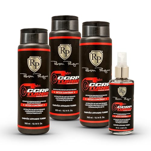 Robson Peluquero CCRP Turbo - Juego de cuidado del cabello prequímico, reconstructor de 4 pasos y desintoxicación de carbón activado (3 x 10.1 onzas