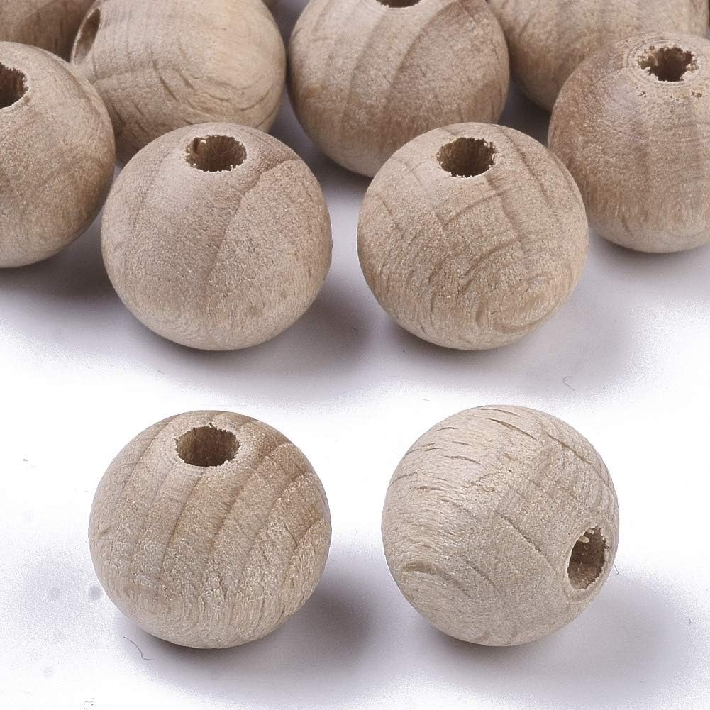 KISSITTY 500pcs Wood Beads Natural Round Beech Unfinished Wooden Beads Undyed PapayaWhip Wood Loose Spacer Beads for Crafts DIY Jewelry Making 13.5~14mm