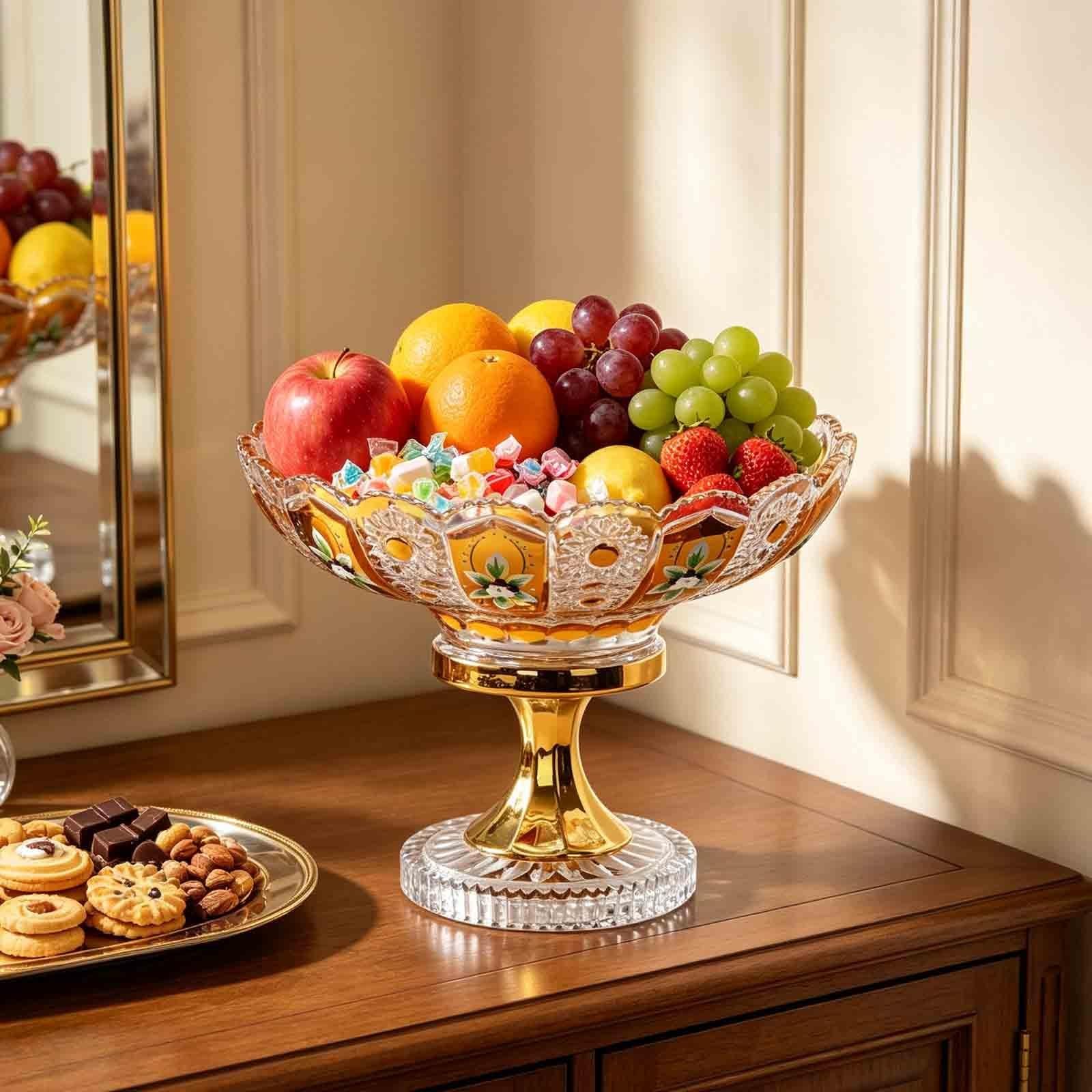 Bol à fruits, corbeille à fruits, assiette à fruits en verre cristal