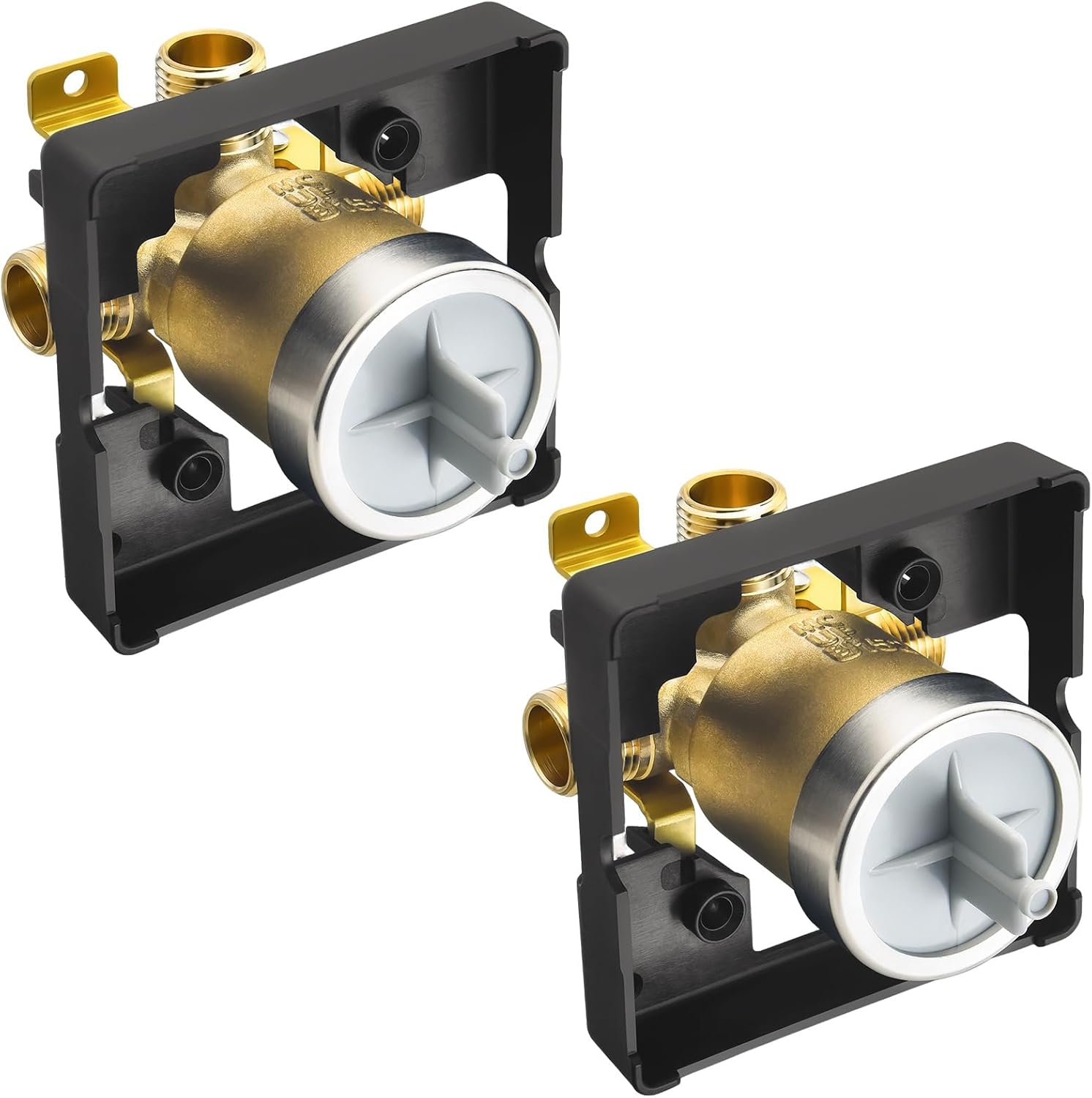 RJDIBAN Shower Valve for Delta R10000-UNBX, 4 Port 1/2 Inch Connection 2-Pack, R10000 Valve Kit Compatible with Delta MultiChoice 13 14 17 17T Shower and Tub Trim, Brass Construction Without Stops