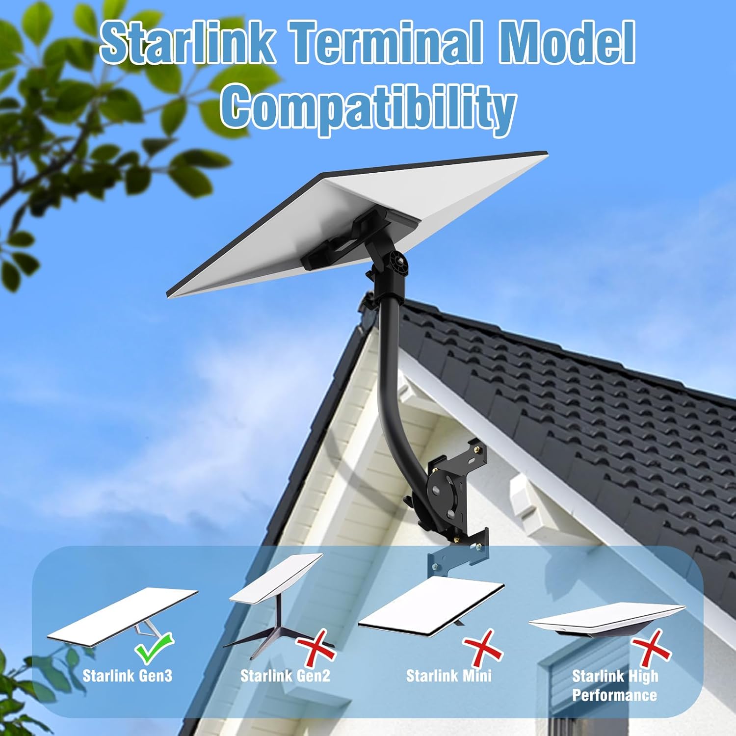 Starlink Gen 3 Mount — Adjustable 180°-Degree Installation kit with Waterproof Design Suitable for Wooden Roofs and Walls, ensuring Optimal Satellite Internet Signal Alignment.