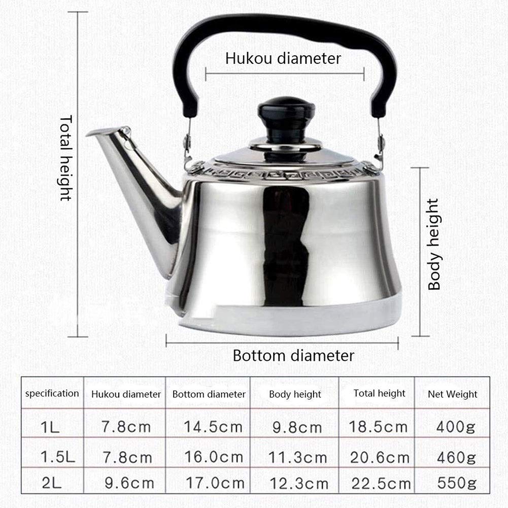 Bollitore a fischio per piano cottura Bollitore a gas in acciaio inossidabile Bollitore a fischio leggero con beccuccio tradizionale Piano cottura o piano cottura Teiera Caffettiera