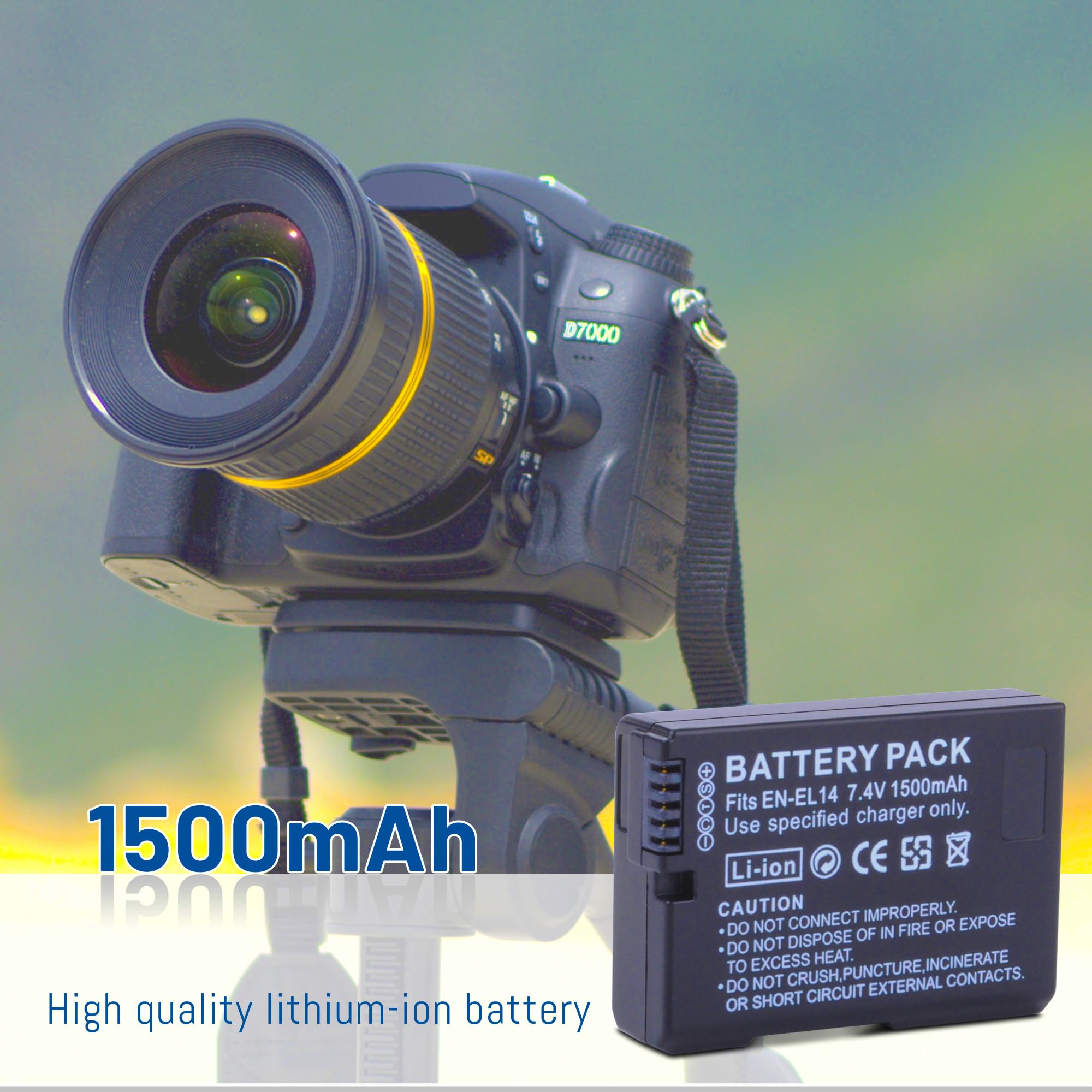 2-Pack EN-EL14 / EL14a Battery & USB Charger For Nikon D5200 D5100 D3500 D3200 Cameras