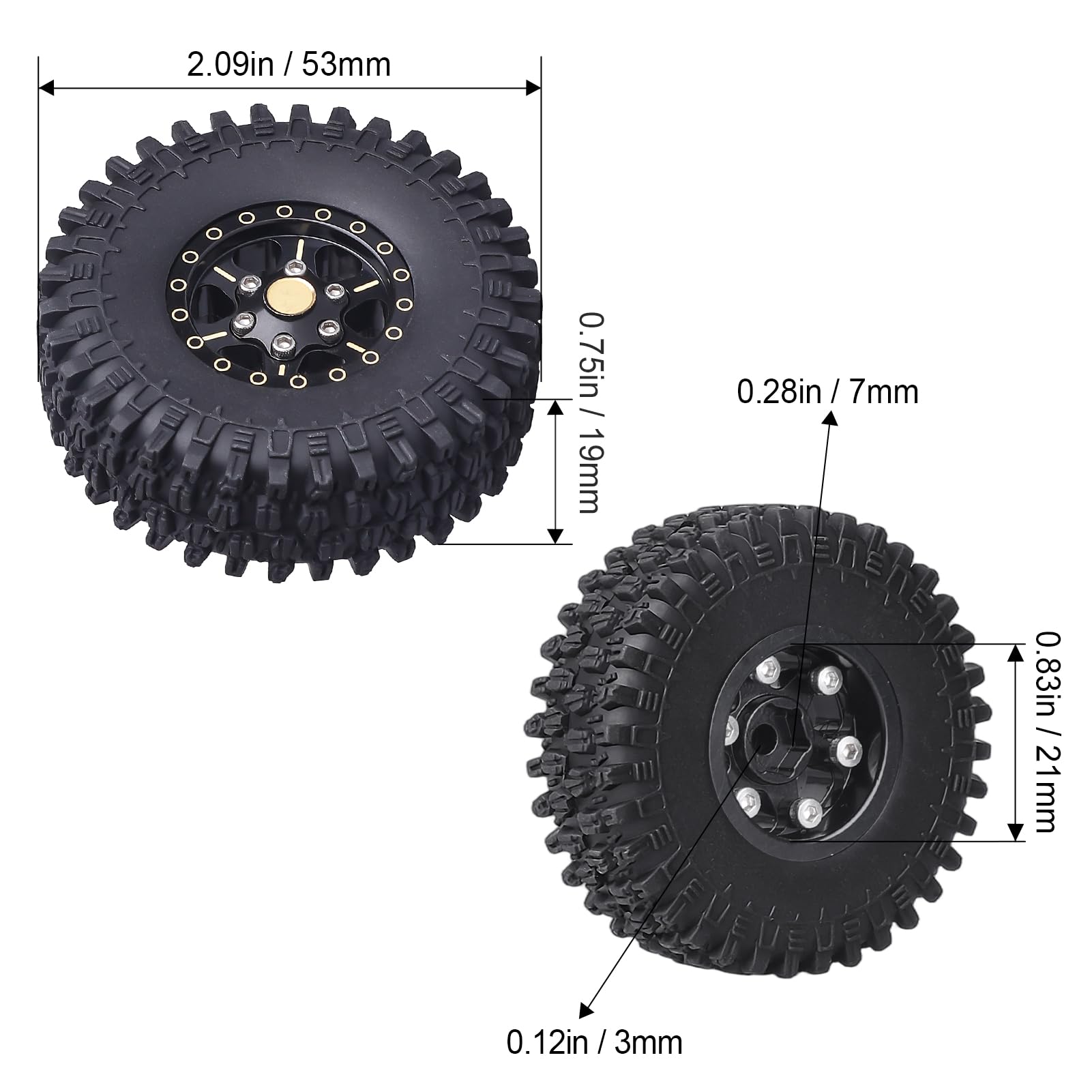 Amazon | Hobbypark Brass 1.0 ビードロックホイールとタイヤ Traxxas