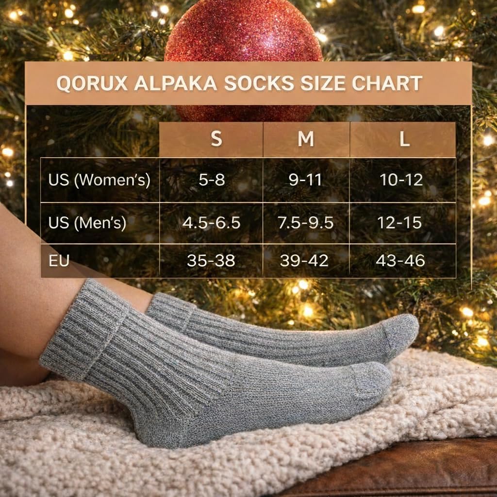 Alpaca Wool Thermal Winter Socks, Thin Unisex Cold Weather Socks, 2-Pack & 4-Pack