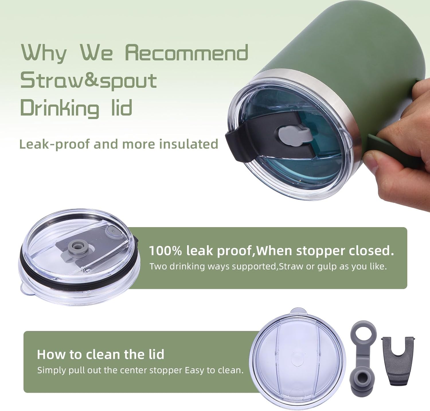 Volhoply 12oz Insulated Leakproof Coffee Mug with Sliding & Straw Lid Bulk 2 Pack,Double Wall Vacuum Stainless Steel Travel Tumbler Cup with Handle,Camping Mugs Keep Cold/Hot(Assort color,2 Set) - Image 5