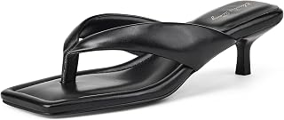 Elisabet Tang Women's Heeled Sandals Square Toe Shoes Flip Flop Kitten Heels 1.5IN Thong Heels Sexy Dress Shoes For Women