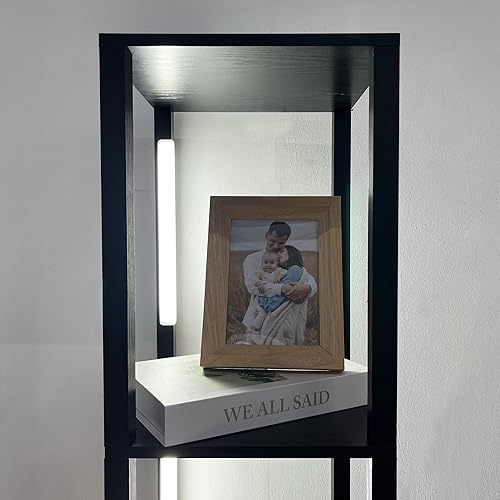 Miniatura 7 de FENLO Estante elegante de lujo para exhibición de curiosidades, alto de 64 pulgadas, con lámparas de luz LED de 3 niveles, para sala de estar,