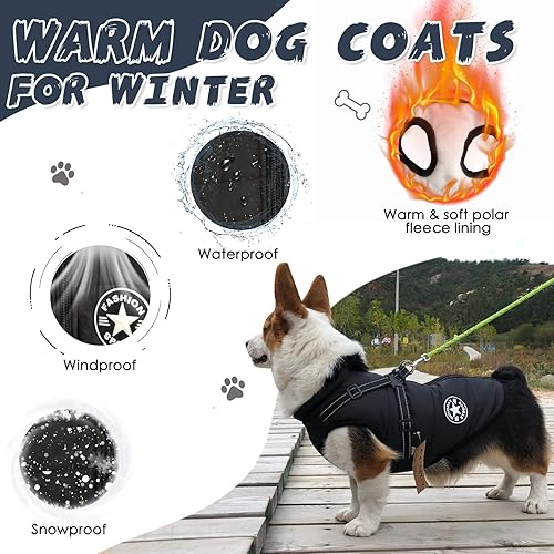 Miniatura 4 de AIMYDOG Abrigo de invierno cálido para perro, chaqueta deportiva de moda para perro con arnés integrado, chaleco cómodo reflectante y ajustable,